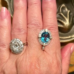 Beautiful double halo Diamonique ring with oval center stone